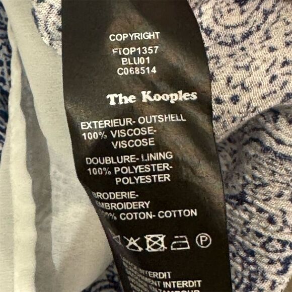 The Kooples Sunrise Blue Paisley Boho Tassel Blouse XS Romantic Bohemian Top - Picture 10 of 11